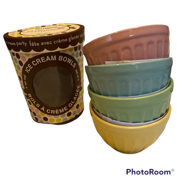 NIB Pier 1 imports STONEWARE SET OF 4 ICE CREAM PARTY BOWLS DESSERT DINNERWARE - Picture 10 of 13